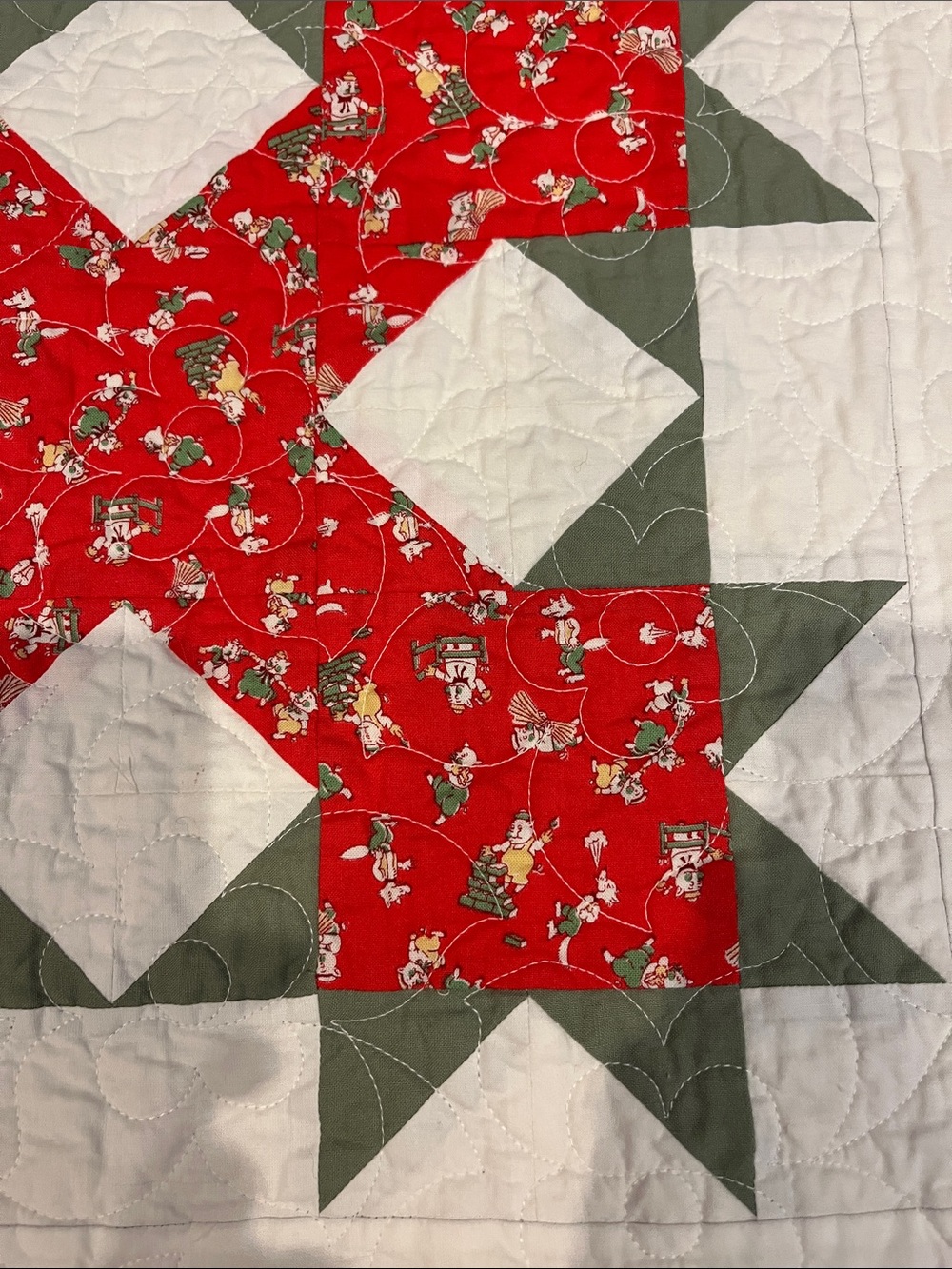 Handmade Multicolor 1930s fabric Patchwork Quilt – White Background - Picture 3 of 4